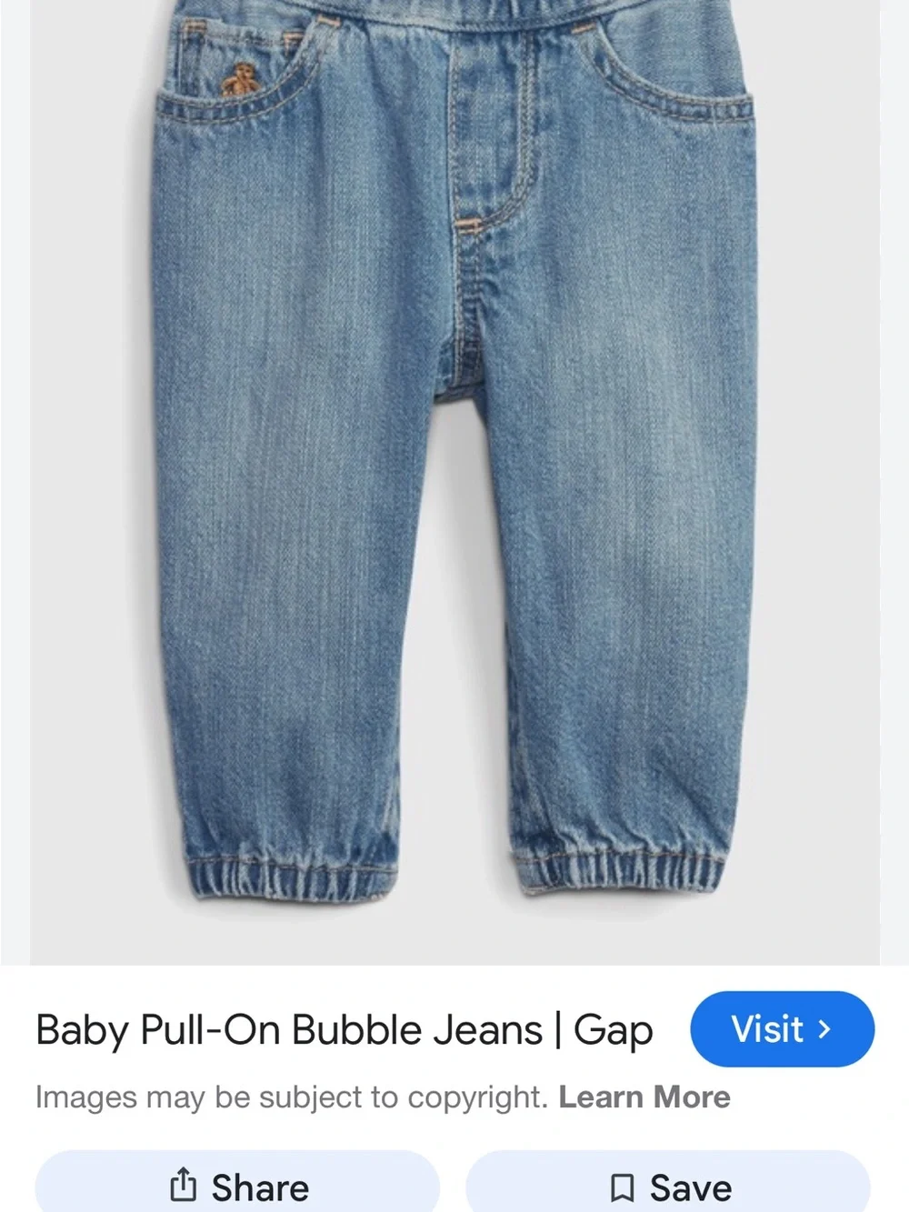 GAP Light Blue Baby Pull-On Bubble Jeans